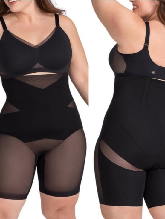 Honeylove Other - Honeylove Black High-Waist Shaping Bodysuit with Mesh Thigh Panels
